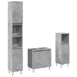 Berkfield Durable 3 Piece Bathroom Furniture Set Concrete Grey Engineered Wood - thumbnail 1