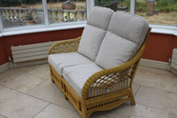 Garden Market Place Gardenmarketplace Portofino Cane Conservatory Furniture -2 Seater Sofa - Cream Colour Fabric - thumbnail 2
