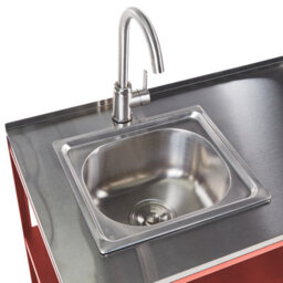 Beliani Outdoor Kitchen Island With Sink Vilama Red Metal - thumbnail 6