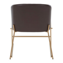 Orsina Brown Faux Leather Armchair, Modern Dining Chair, Luxe Dining Room Accent Chair, Comfortable Dining Chair - thumbnail 4
