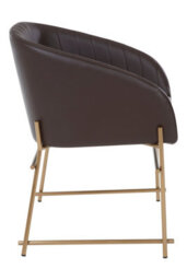 Orsina Brown Faux Leather Armchair, Modern Dining Chair, Luxe Dining Room Accent Chair, Comfortable Dining Chair - thumbnail 3