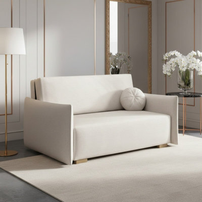 Sofa Bed Viva Glov Iii With Sleeping Function Storage Polyurethane Foam Wooden Frame 154X98X85Cm White - image 1