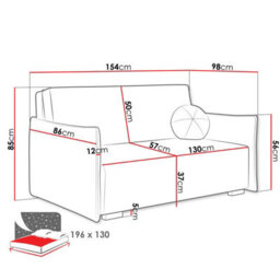 Sofa Bed Viva Glov Iii With Sleeping Function Storage Polyurethane Foam Wooden Frame 154X98X85Cm White - thumbnail 6