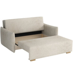 Sofa Bed Viva Glov Iii With Sleeping Function Storage Polyurethane Foam Wooden Frame 154X98X85Cm White - thumbnail 3