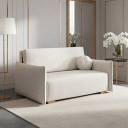 Sofa Bed Viva Glov Iii With Sleeping Function Storage Polyurethane Foam Wooden Frame 154X98X85Cm White - thumbnail 1