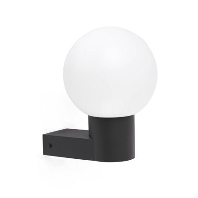 Luminosa Lighting Luminosa Structure 1 Light Outdoor Globe Wall Light Dark Grey Ip44, E27 (Shade Not Included) - image 1