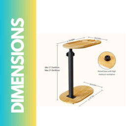 BMBO Wooden Adjustable Side Tray Table Natural Wood - thumbnail 6