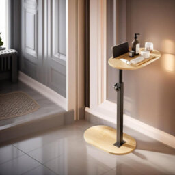 BMBO Wooden Adjustable Side Tray Table Natural Wood - thumbnail 5