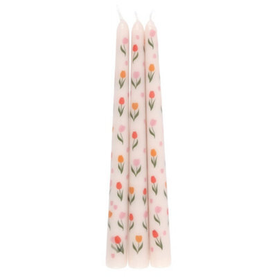 Something Different Tulip Taper Candle (Pack Of 3) White (One Size) - image 1