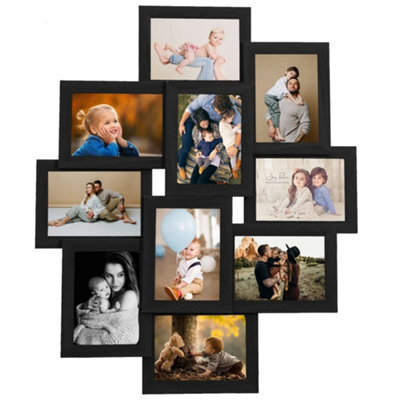 Berkfield Modern Collage Photo Frame For 10X(10X15 Cm) Picture Black Mdf - image 1