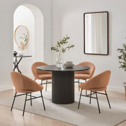 Furniturebox Uk 2X Nella Pale Terracotta Orange Fabric Dining Chairs - thumbnail 4