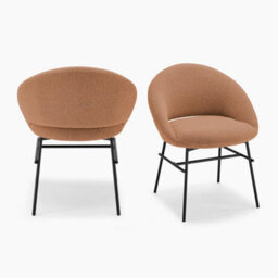 Furniturebox Uk 2X Nella Pale Terracotta Orange Fabric Dining Chairs - thumbnail 6