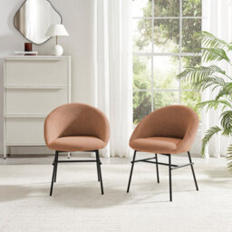 Furniturebox Uk 2X Nella Pale Terracotta Orange Fabric Dining Chairs - thumbnail 2