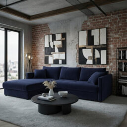 Orea Modern L Shape Sofa Bed With 2 Storage Compartments Reversible Fabric Corner Settee Sleep Function 227X150Cm Blue Left - thumbnail 1