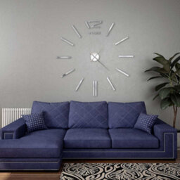 Vidaxl 3D Wall Clock Modern Design 100 Cm Xxl Silver 3D Wall Clocks - thumbnail 1