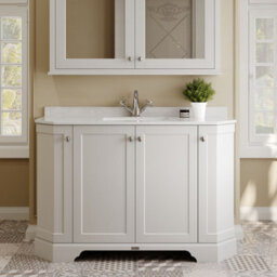 Hudson Reed Floor Standing 4 Door Angled Vanity Unit With 1 Tap Hole White Marble Top & Basin, Timeless Sand, 1236 X 470 mm - thumbnail 2