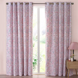 "Catherine Lansfield Tilly Floral Pink 66X90"" Curtain Pair Fully Lined Ready Made" - thumbnail 4