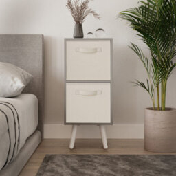 Urbn-Living Urbnliving 54Cm Height Grey Wooden 2 Tier Storage Bookcase White Legs Bedroom Cream Inserts - thumbnail 2