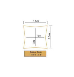 Kookaburra 3.6M Square Water Resistant Charcoal Garden Patio Sun Shade Sail Canopy 96.5% Uv Block With Free Rope - thumbnail 3