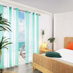 Deconovo Voile Curtains Semi Transparent Soft Decorative Striped Yarn-Dyed Sheer Curtains, 55 X 72 Inch Wooden Green 2 Panels - thumbnail 2