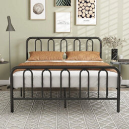 King Size Metal Bed Frame With Headboard & Footboard Easy Assembly Black - thumbnail 2