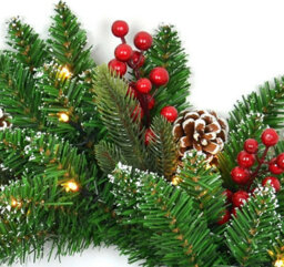 Shatchi Pre-Lit Stockholm 55Cm Berries And Pine Cones Wreath With Warm White Leds Battery Operated - thumbnail 8