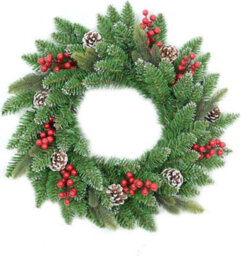 Shatchi Pre-Lit Stockholm 55Cm Berries And Pine Cones Wreath With Warm White Leds Battery Operated - thumbnail 6