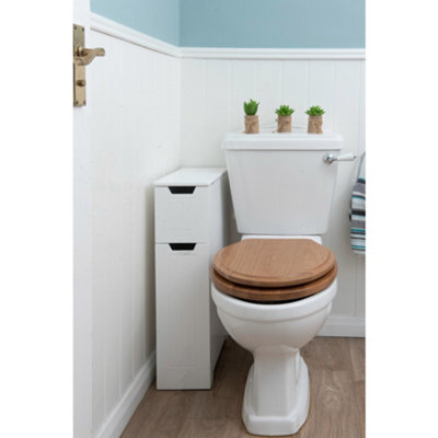 Sennen Super Slim Bathroom Storage Cabinet, Small White Wooden Organiser - image 1