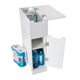 Sennen Super Slim Bathroom Storage Cabinet, Small White Wooden Organiser - thumbnail 4