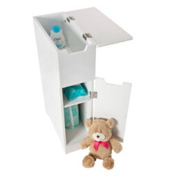 Sennen Super Slim Bathroom Storage Cabinet, Small White Wooden Organiser - thumbnail 7