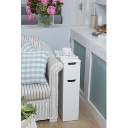 Sennen Super Slim Bathroom Storage Cabinet, Small White Wooden Organiser - thumbnail 6