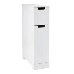 Sennen Super Slim Bathroom Storage Cabinet, Small White Wooden Organiser - thumbnail 2