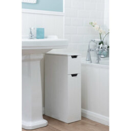 Sennen Super Slim Bathroom Storage Cabinet, Small White Wooden Organiser - thumbnail 8