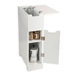 Sennen Super Slim Bathroom Storage Cabinet, Small White Wooden Organiser - thumbnail 9