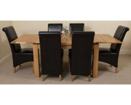 That's Furniture Richmond 140Cm - 220Cm Oak Extending Dining Table And 6 Chairs Dining Set With Montana Black Leather Chairs - thumbnail 2