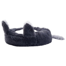 Living And Home Grey Round Plush Pet Dog Cat Calming Bed With Cute Ears 60 Cm - thumbnail 4