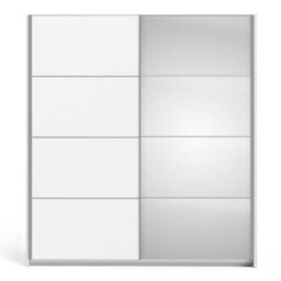 Wyld Haus Bordeaux 180Cm White Sliding Wardrobe With Full-Length Mirror, 5 Shelves & 2 Hanging Rails - thumbnail 4