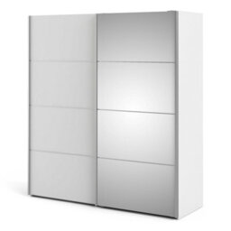 Wyld Haus Bordeaux 180Cm White Sliding Wardrobe With Full-Length Mirror, 5 Shelves & 2 Hanging Rails - thumbnail 5