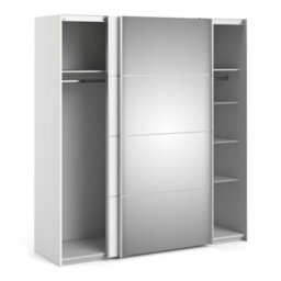Wyld Haus Bordeaux 180Cm White Sliding Wardrobe With Full-Length Mirror, 5 Shelves & 2 Hanging Rails - thumbnail 6