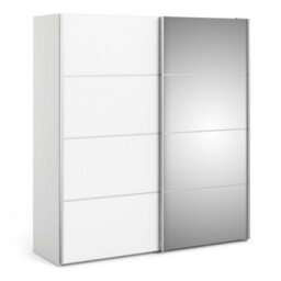 Wyld Haus Bordeaux 180Cm White Sliding Wardrobe With Full-Length Mirror, 5 Shelves & 2 Hanging Rails - thumbnail 3