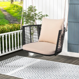 Costway Patio Hanging Rattan Basket Chair Swing Hammock Chair W/seat Cushion - thumbnail 1