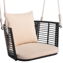 Costway Patio Hanging Rattan Basket Chair Swing Hammock Chair W/seat Cushion - thumbnail 2