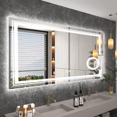 Luvodi 120X60Cm Led Bathroom Mirror With 3X Magnifier, Vanity Makeup Wall Mirrors, Anti-Fog - image 1