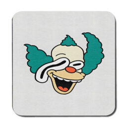 Benjamin Tate Design Placemat And Coaster Set Featuring Designer Artwork Teal Clown Motif With Wood Backing Limited Edition - thumbnail 3