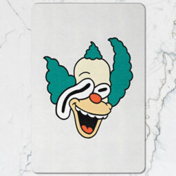Benjamin Tate Design Placemat And Coaster Set Featuring Designer Artwork Teal Clown Motif With Wood Backing Limited Edition - thumbnail 2