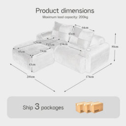 Abrihome Light Grey Modular 2-Seater Corduroy Sofa Set With Ottomans, Cup Holders & Side Storage Pockets - thumbnail 7