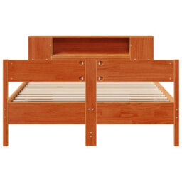 Berkfield Bookcase Bed Without Mattress Wax Brown 140X190Cm Solid Wood Pine - thumbnail 4
