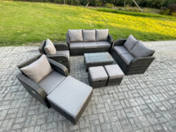Fimous Patio Garden Furniture Sets Wicker 10 Seater Outdoor Rattan Furniture Sofa Sets With Rectangular Coffee Table - thumbnail 2