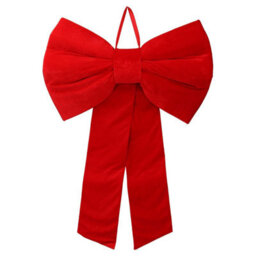 Large Velvet Christmas Bow 80X120Cm Red Decorative Bow For Tree Topper Front Door Wreath And Stair Display Reusable - thumbnail 2