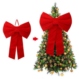 Large Velvet Christmas Bow 80X120Cm Red Decorative Bow For Tree Topper Front Door Wreath And Stair Display Reusable - thumbnail 3